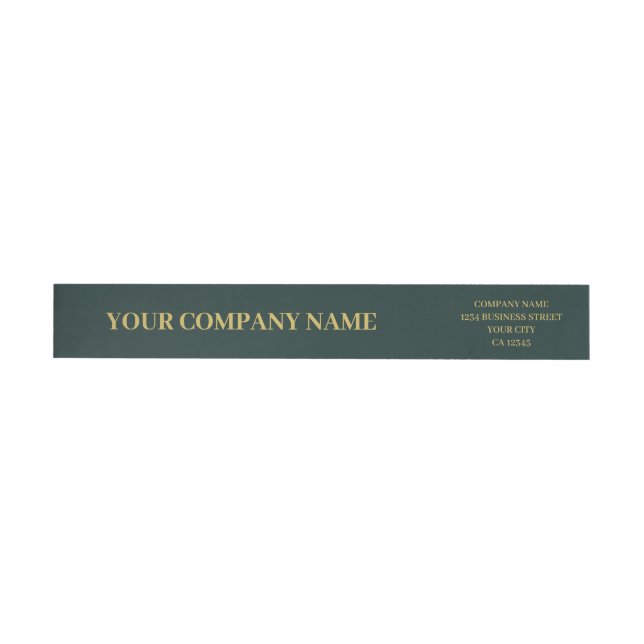 Custom Minimalist Trendy Dark Green Gold Business Wrap Around Label (Individual)