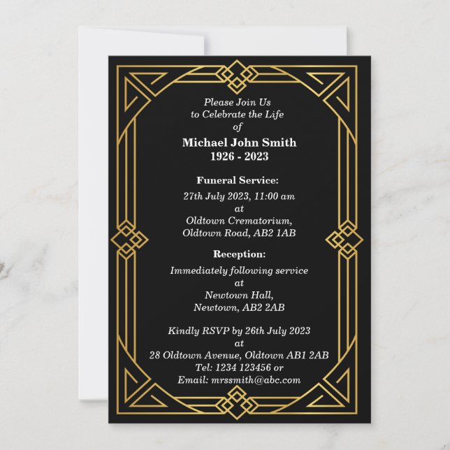 Custom Minimalist Vintage Frame Funeral Invitation (Front)