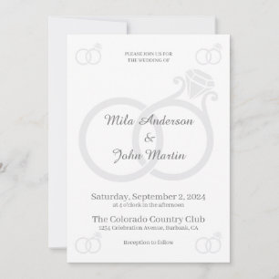 Custom Minimalist Wedding Invitation with Rings