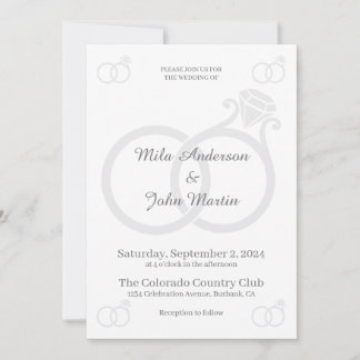 Custom Minimalist Wedding Invitation with Rings