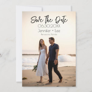Custom Minimalist Wedding Photo Save the Date Invitation