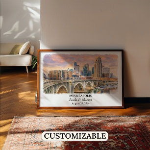Custom Minneapolis Wall Art, Minnesota Poster