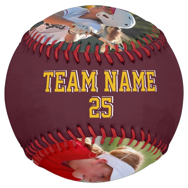 Custom Minnesota Red Yellow 2 photos Softball (Back)