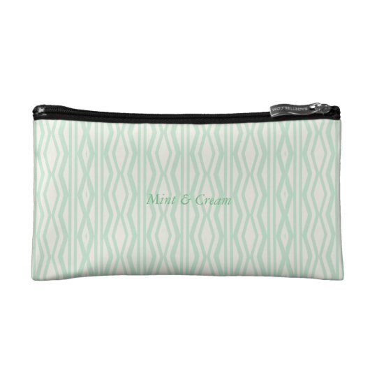 Custom Mint Cream Geometric Pattern Cosmetic Bag Zazzle.co.uk
