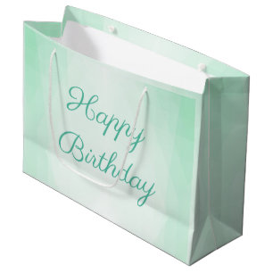Custom Mint Green Colour Happy Birthday Elegant Large Gift Bag