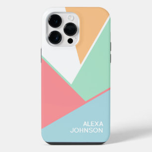 Custom Mint Green Light Blue Blush Pink Block Art iPhone 14 Pro Max Case