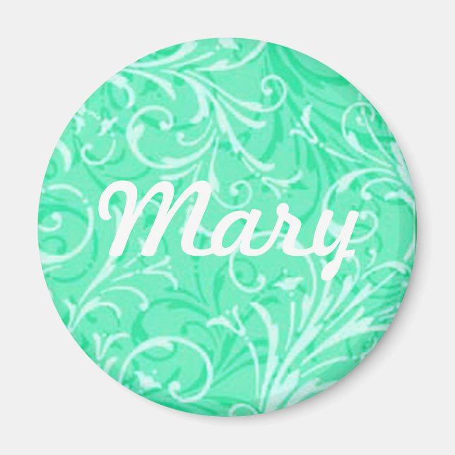 Custom Mint Green Ornamental Magnet (Front)