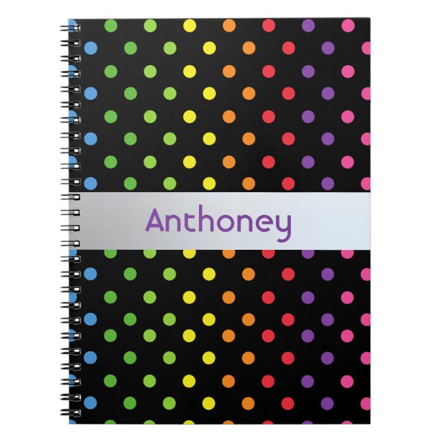 Custom Mint Green Turquoise Blue Pink polka dots Notebook (Front)