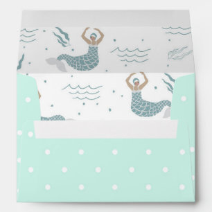 Custom Mint Mermaid Baby Shower Birthday Kids Envelope