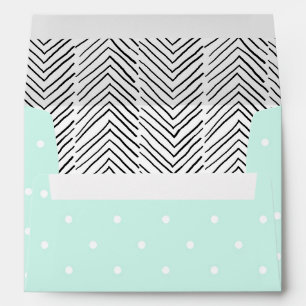 Custom Mint Polka Dots Herringbone Baby Shower Envelope