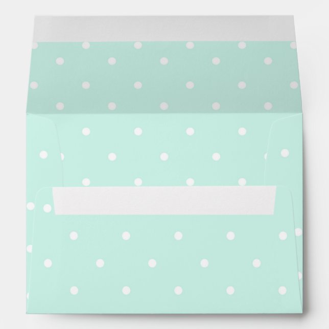 Custom Mint White Polka Dots Pastel Baby Shower  Envelope (Back (Bottom))