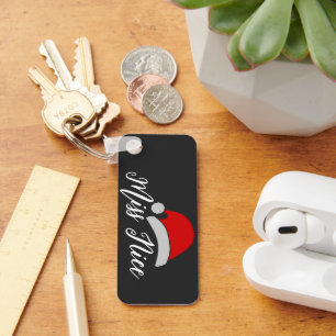 Custom Miss Nice Christmas Keychain, Personalised Key Ring