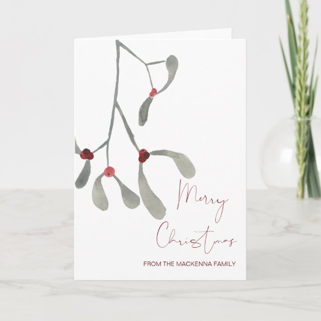 Custom Mistletoe Christmas Greeting Cards (Front)