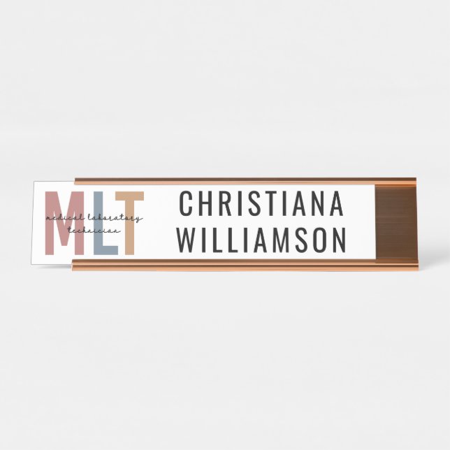 Custom MLT Medical Laboratory Technician Desk Name Plate (Front)