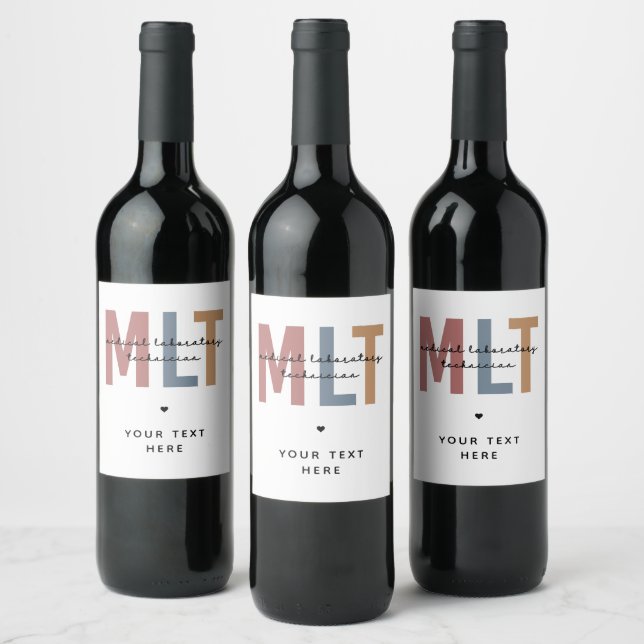 Custom MLT Medical Laboratory Technician Wine Label (Bottles)
