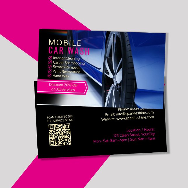 Custom Mobile Car Wash Business Cards, On-Site  Business Card (Creator Uploaded)