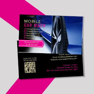 Custom Mobile Car Wash Business Cards, On-Site  Card