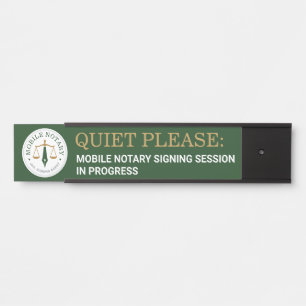 Custom Mobile Notary Legal Signing Green Slide Door Sign