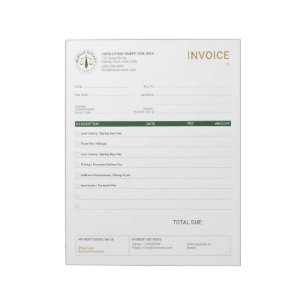 Custom Mobile Notary Legal Signing invoice Green Notepad