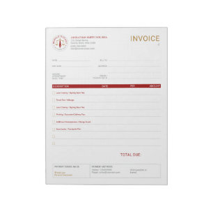 Custom Mobile Notary Legal Signing invoice Red Notepad