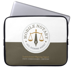 Custom Mobile Notary Legal Signing Khaki Gold Laptop Sleeve