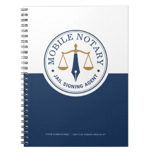 Custom Mobile Notary Legal Signing Navy Gold Notebook