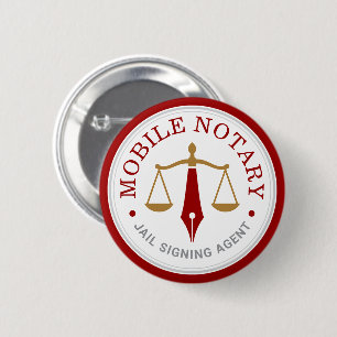 Custom Mobile Notary Legal Signing Red Gold 6 Cm Round Badge