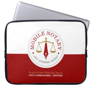 Custom Mobile Notary Legal Signing Red Gold Laptop Sleeve