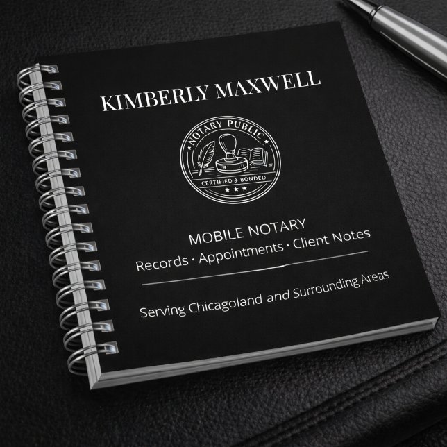 Custom Mobile Notary Spiral Notebook Black White  (Creator Uploaded)
