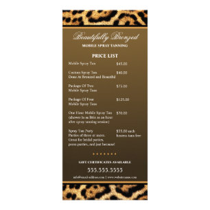 CUSTOM Mobile Spray Tanning Price List Rack Card