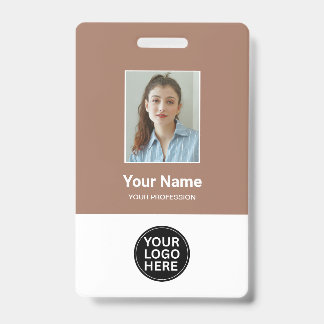 Custom Mocha Mousse Employee Photo Logo Name Badge ID Badge