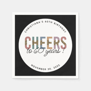 Custom Modern 60th Birthday Party Leopard Print Napkin