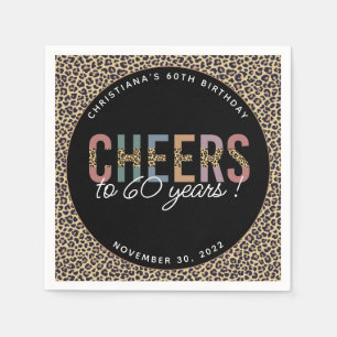 Custom Modern 60th Birthday Party Leopard Print Napkin