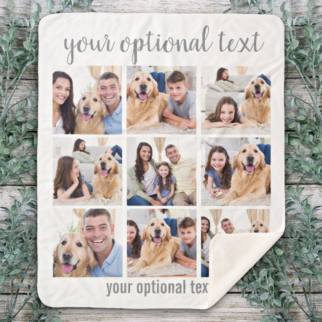 Custom Modern 9 Photo Collage Sherpa Blanket (Creator Uploaded)