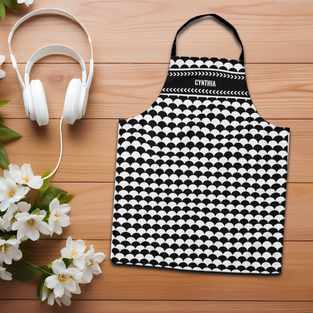 Custom Modern Abstract Black and White Apron (Creator Uploaded)
