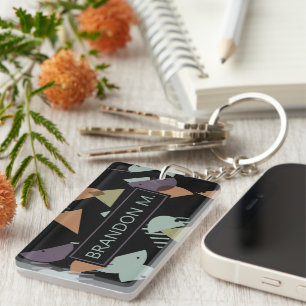 Custom Modern Abstract Geometric Hip 50s Pattern Key Ring