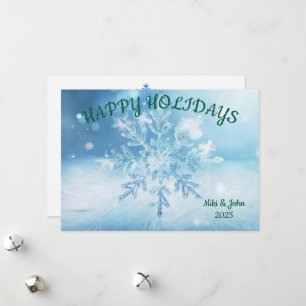 Custom Modern Aesthetic Snowflake Christmas  Holiday Card