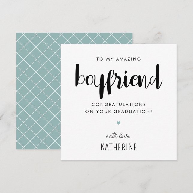 Custom Modern and Cute Boyfriend Graduation Card (Front/Back)