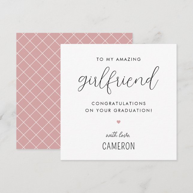 Custom Modern and Cute Girlfriend Graduation Card (Front/Back)