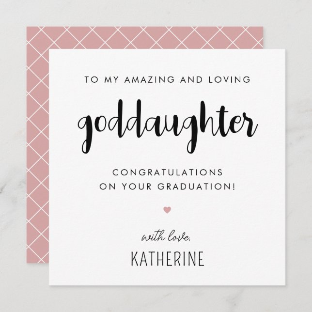 Custom Modern and Cute Goddaughter Graduation Card (Front/Back)