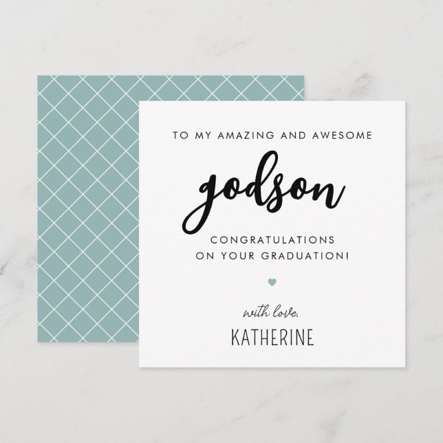 Custom Modern and Cute Godson Graduation Card (Front/Back)