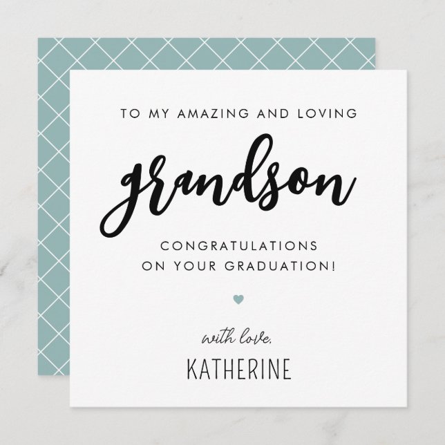 Custom Modern and Cute Grandson Graduation Card (Front/Back)