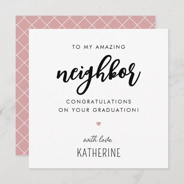 Custom Modern and Cute Neighbour Graduation Card (Front/Back)