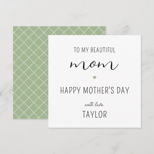 Custom Modern and Elegant Mother's Day Card (Front/Back)