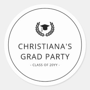Custom Modern and Minimalist Graduation Party Classic Round Sticker