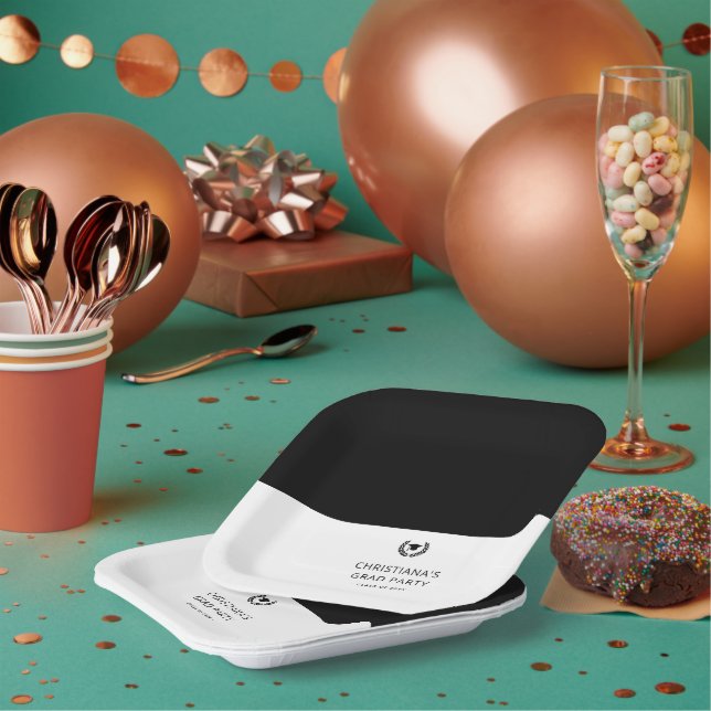 Custom Modern and Minimalist Graduation Party Paper Plate (Multi)