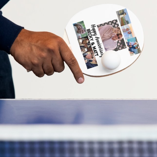 Custom Modern Anniversary 7 Photo Collage  Ping Pong Paddle (Insitu)
