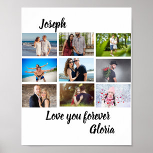 Custom modern Anniversary 9 Photo Collage  Poster