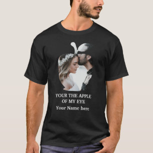 Custom modern apple fruit wedding couple photo T-Shirt