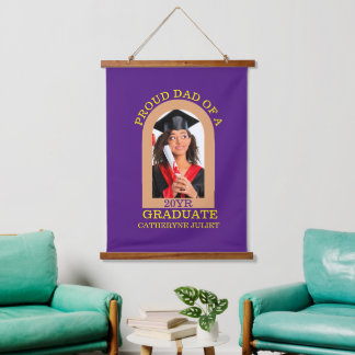 Custom Modern Arch Photo proud dad graduation Hanging Tapestry